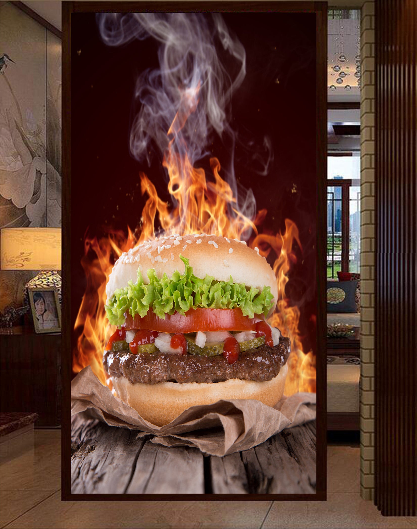 3D Delicious Burger 030 Food Wall Murals Wallpaper AJ Wallpaper 2