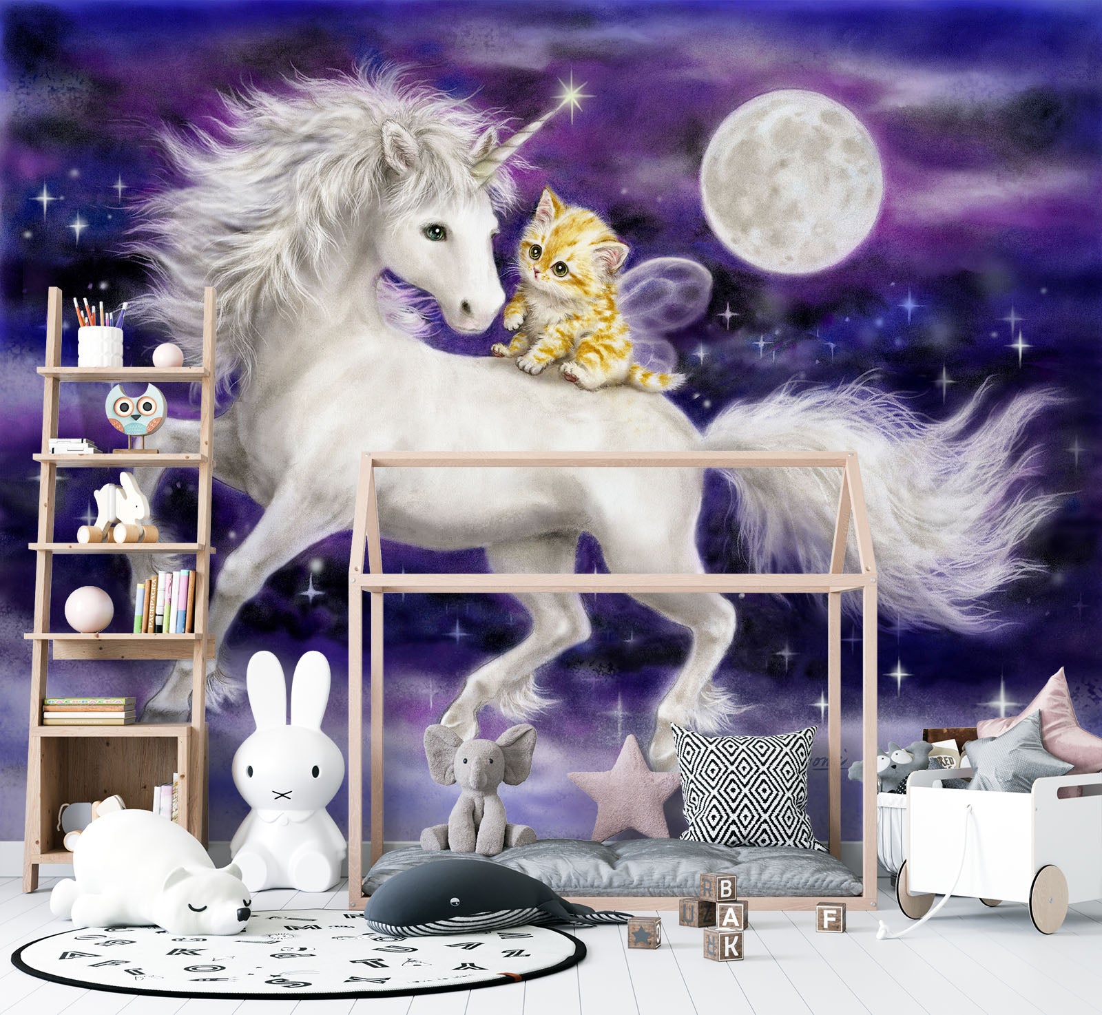 3D Unicorn Cat 5444 Kayomi Harai Wall Mural Wall Murals