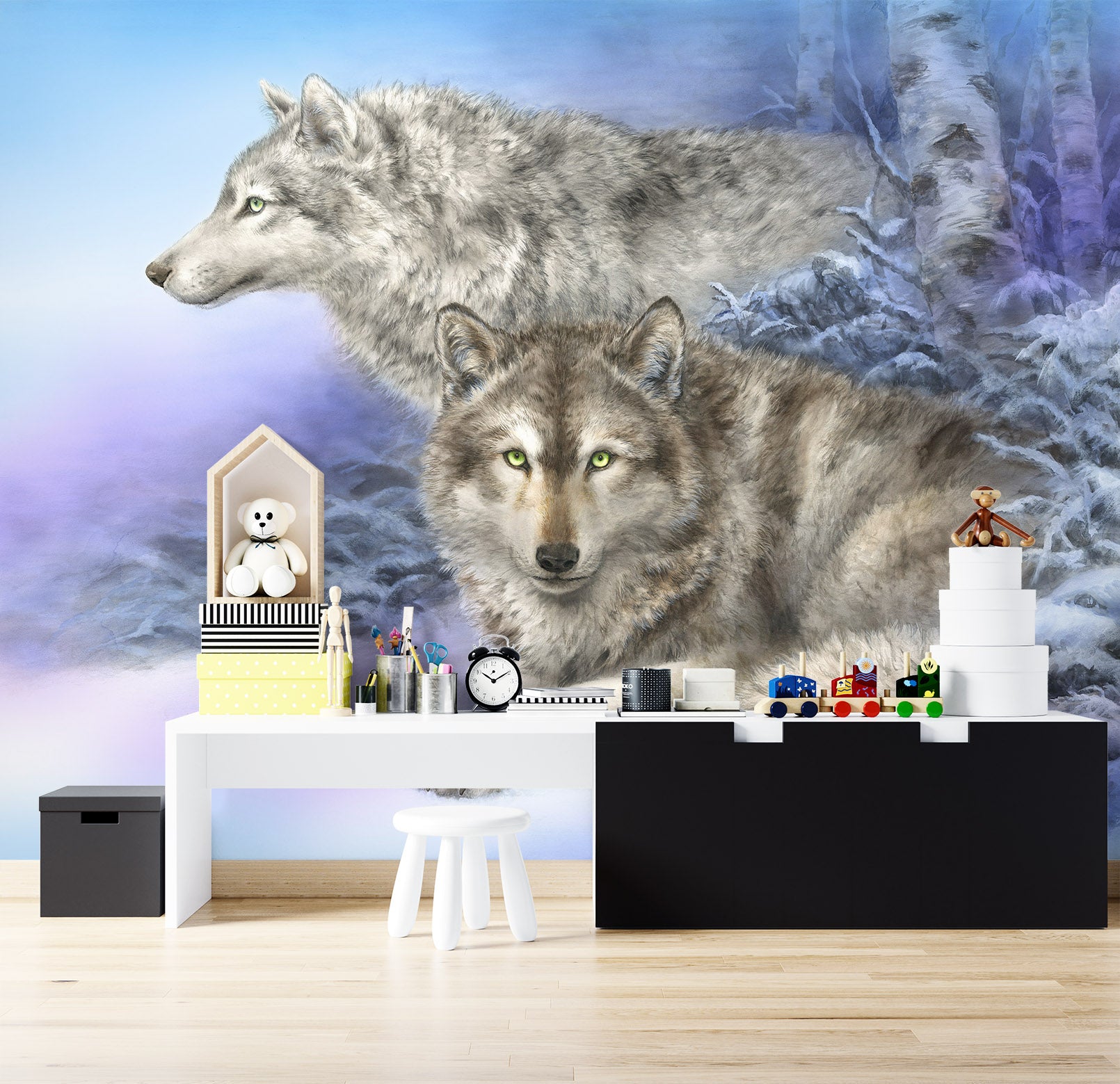 3D Snow Wolf 5434 Kayomi Harai Wall Mural Wall Murals