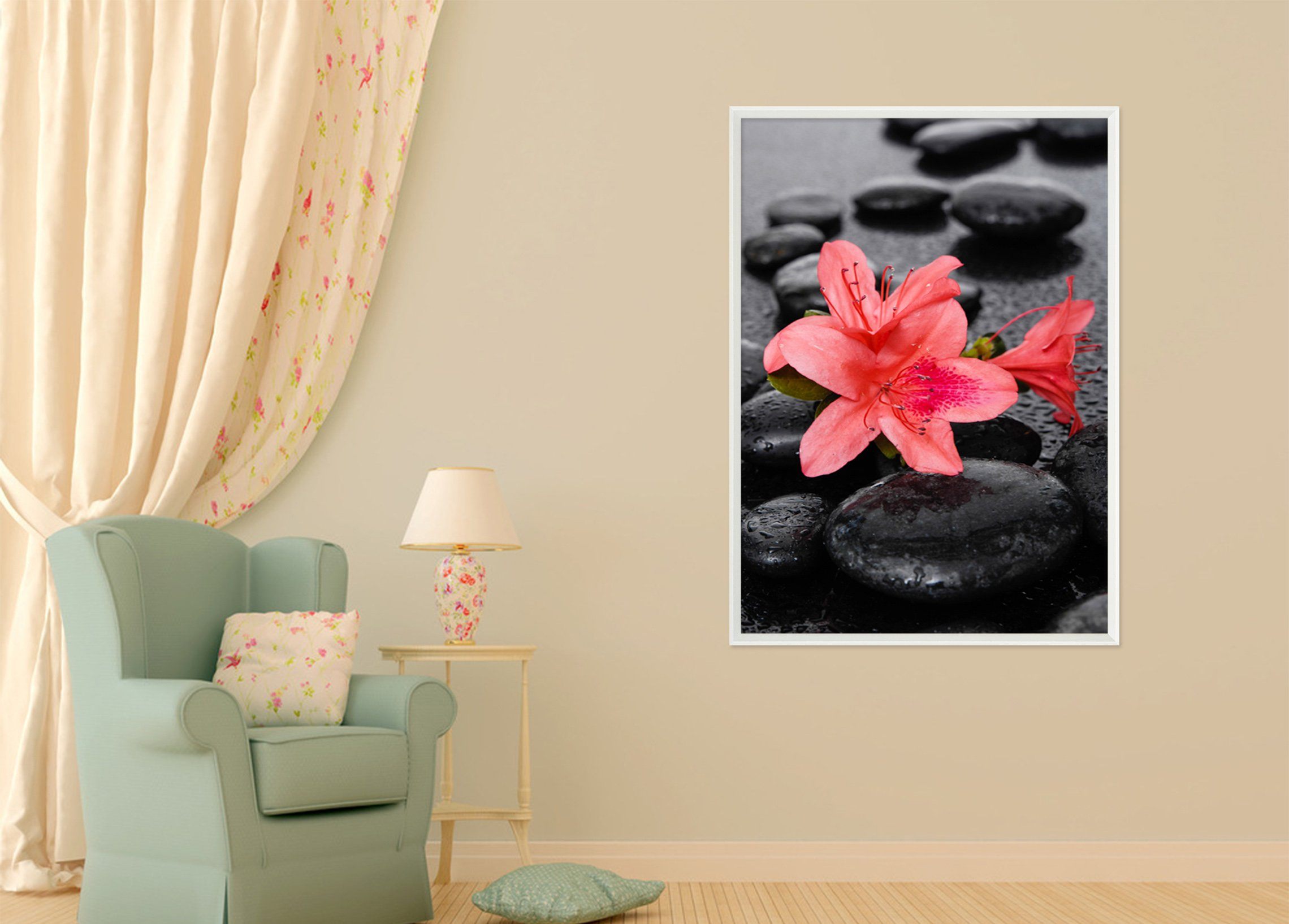 3D Stone Safflower 001 Fake Framed Print Painting Wallpaper AJ Creativity Home