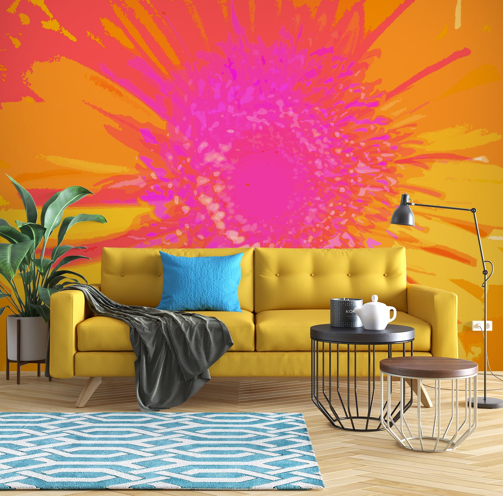 3D Pink Orange Flower 19123 Shandra Smith Wall Mural Wall Murals