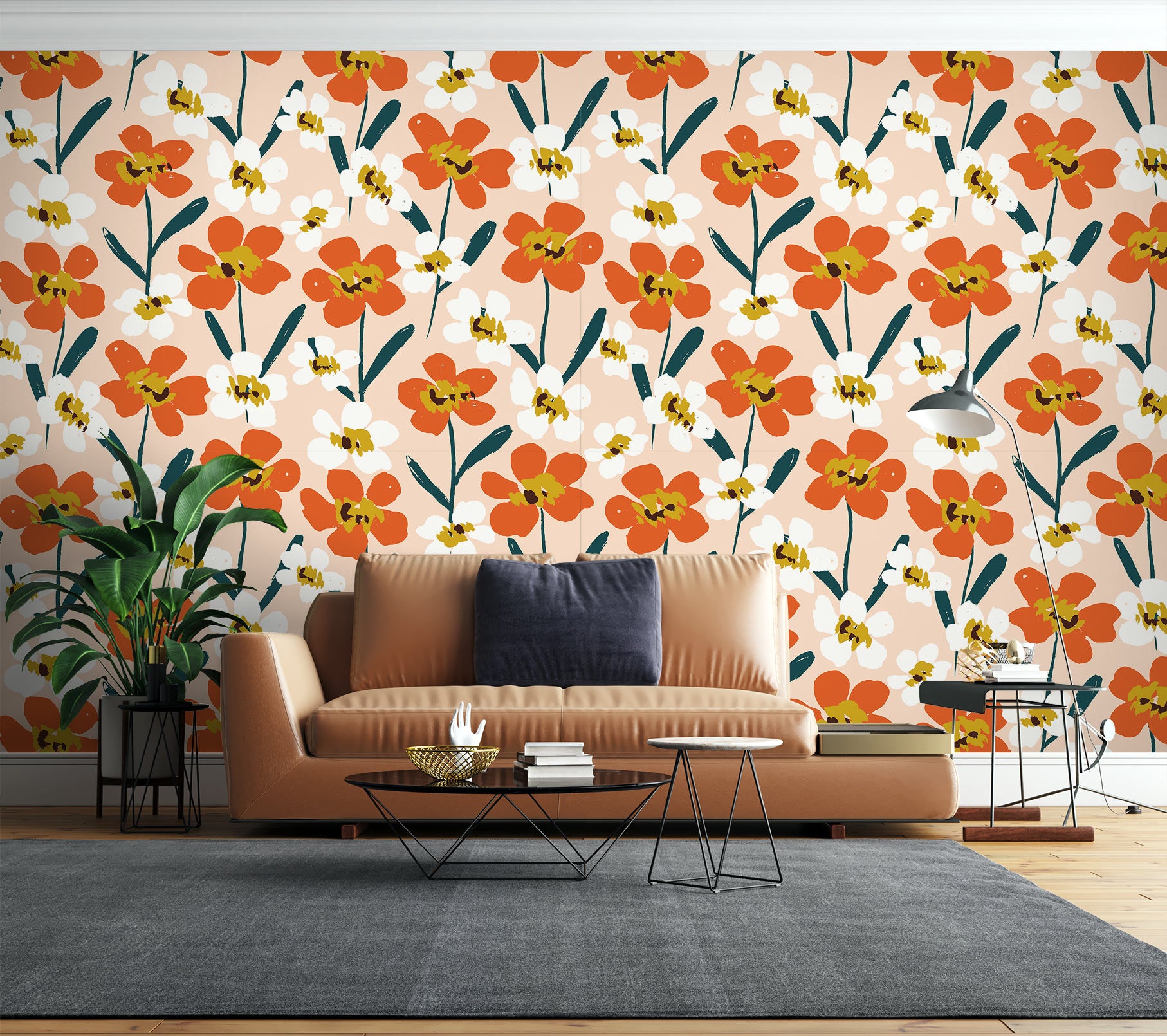 3D Orange Flowers 12049 Kashmira Jayaprakash Wall Mural Wall Murals