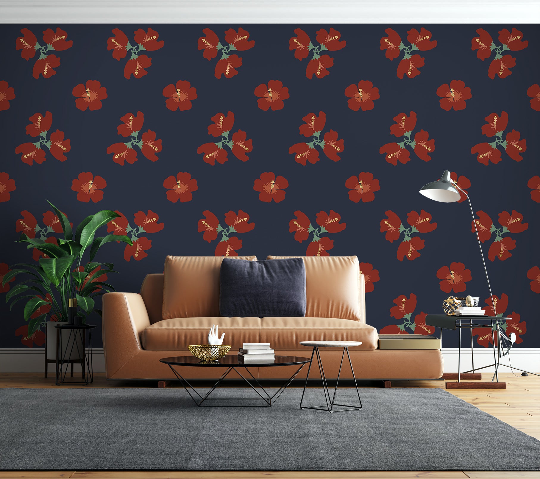 3D Red Flowers Pattern 98134 Kasumi Loffler Wall Mural Wall Murals