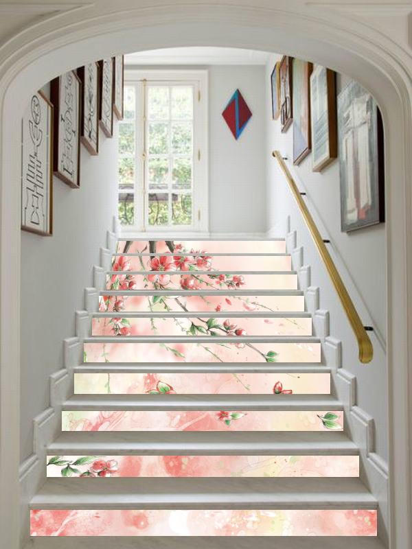 3D Peach Blossom 675 Stair Risers Wallpaper AJ Wallpaper