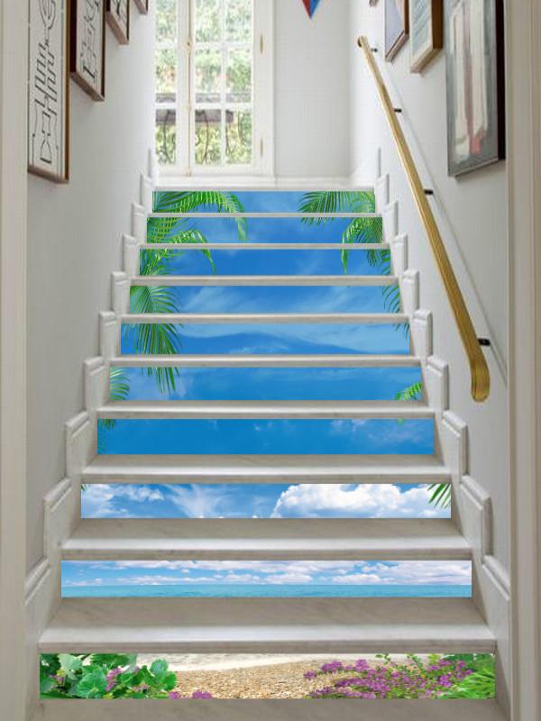 3D Pretty Beach Scenery 312 Stair Risers Wallpaper AJ Wallpaper