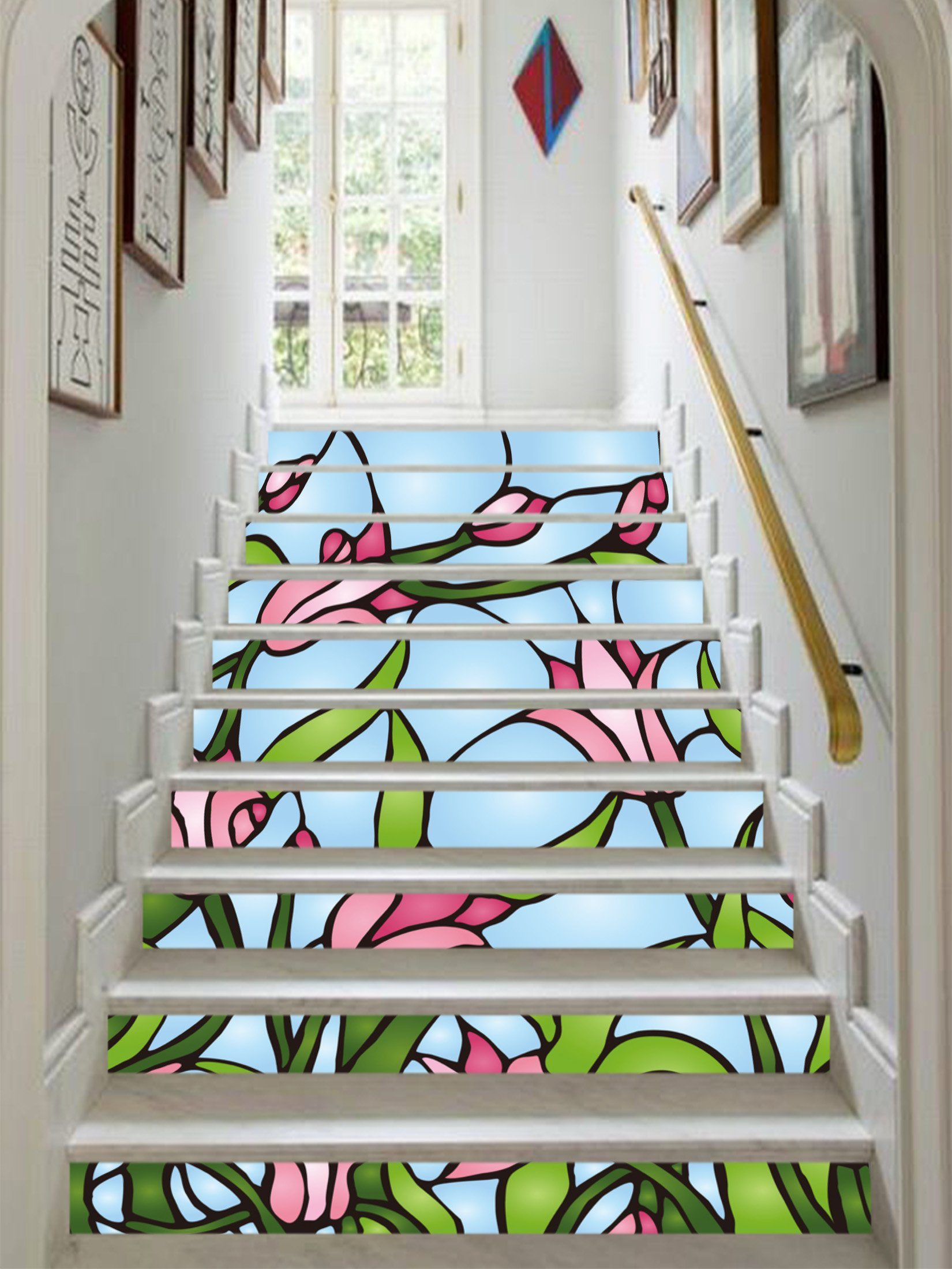 3D Flowers 961 Stair Risers Wallpaper AJ Wallpaper