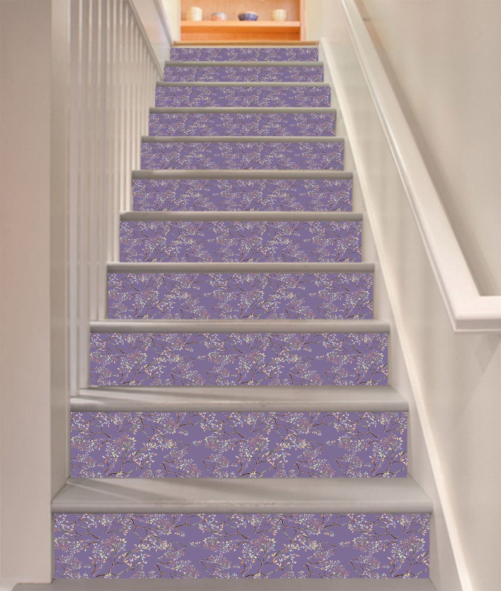 3D Purple Twig 615 Marble Tile Texture Stair Risers Wallpaper AJ Wallpaper