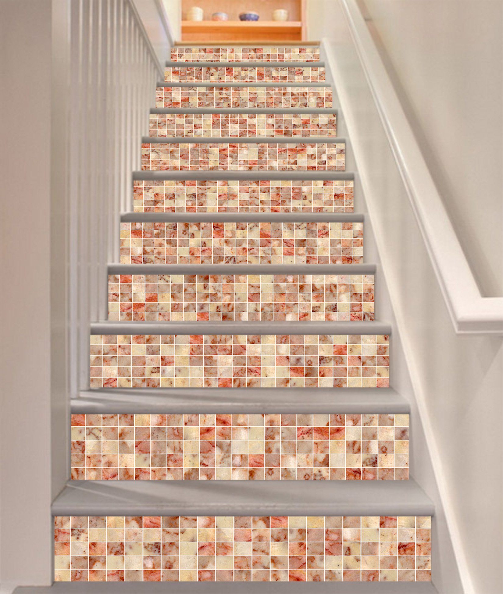 3D Red Mosaic 468 Stair Risers Wallpaper AJ Wallpaper