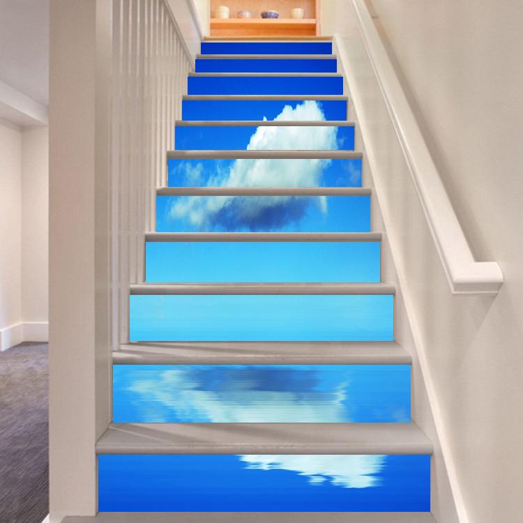3D White Cloud 571 Stair Risers Wallpaper AJ Wallpaper