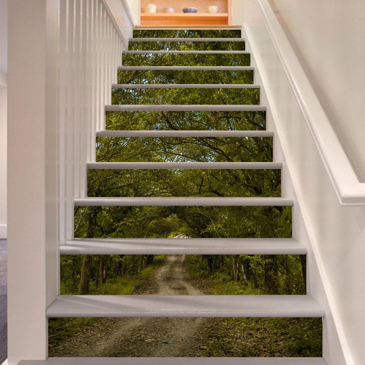 3D Forest Lane 977 Stair Risers Wallpaper AJ Wallpaper