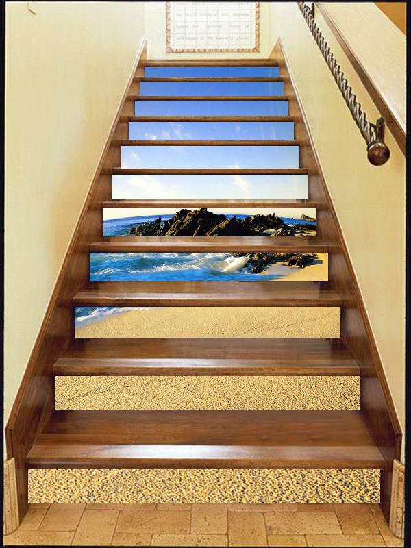 3D Beach Scenery 377 Stair Risers Wallpaper AJ Wallpaper