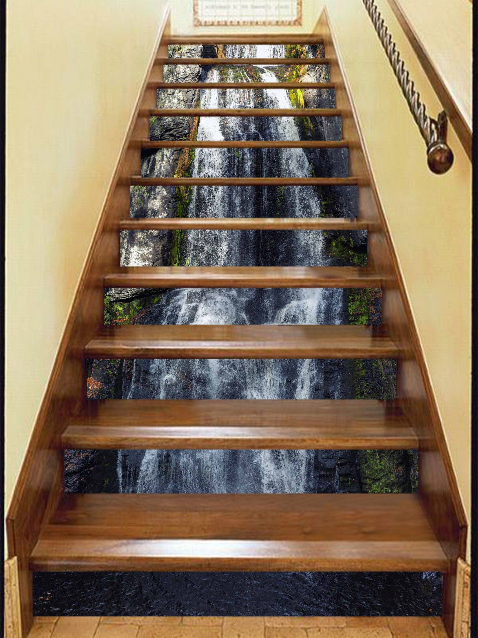 3D Creek Waterfalls 737 Stair Risers Wallpaper AJ Wallpaper