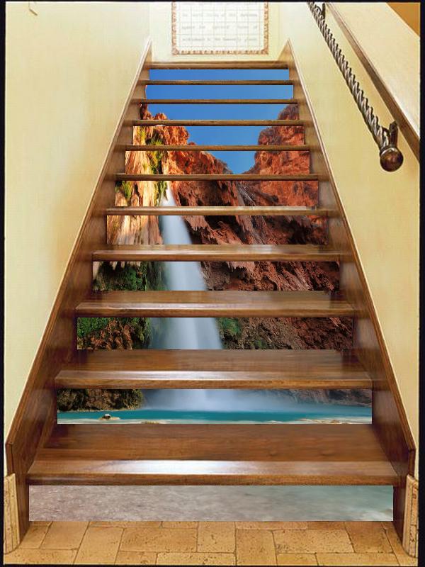 3D Waterfall 8261 Stair Risers Wallpaper AJ Wallpaper