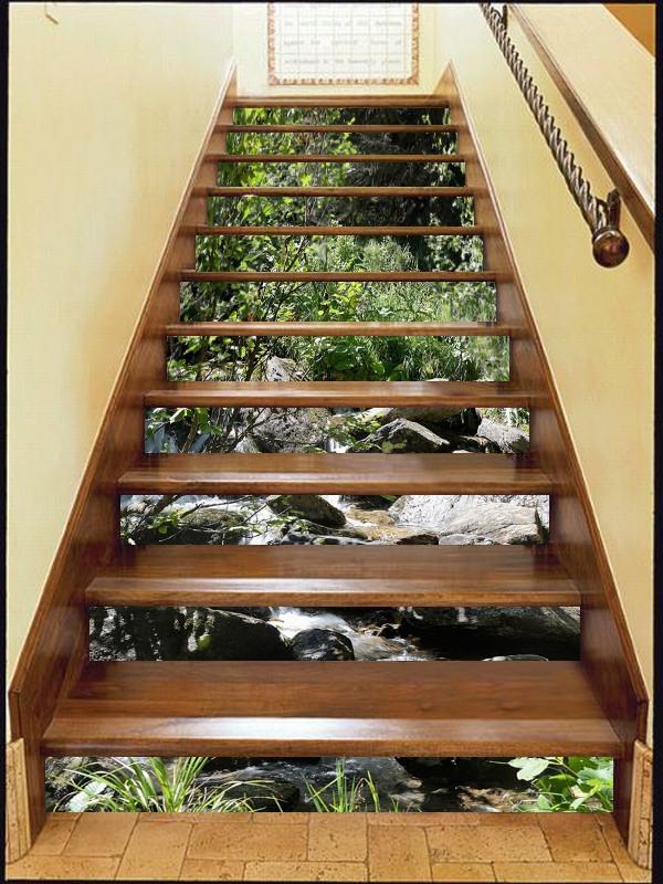 3D Stony Stream 12 Stair Risers Wallpaper AJ Wallpaper