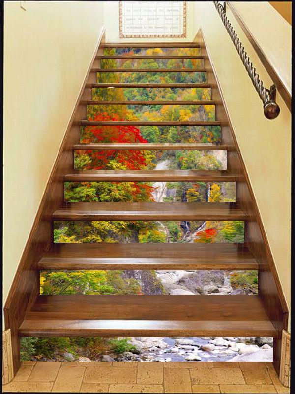 3D Mountain Color Trees 21 Stair Risers Wallpaper AJ Wallpaper