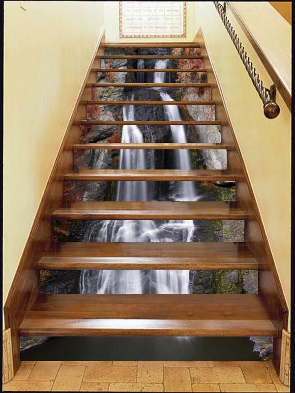 3D Rock Waterfall 490 Stair Risers Wallpaper AJ Wallpaper