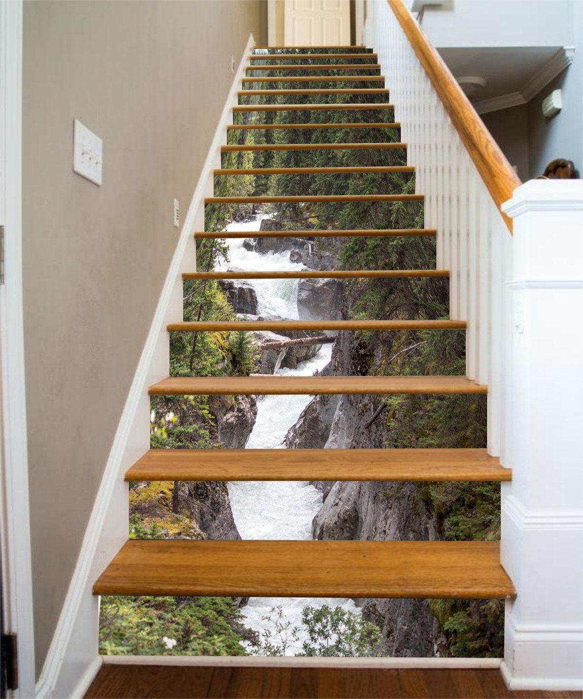 3D Maligne River Stair Risers Wallpaper AJ Wallpaper