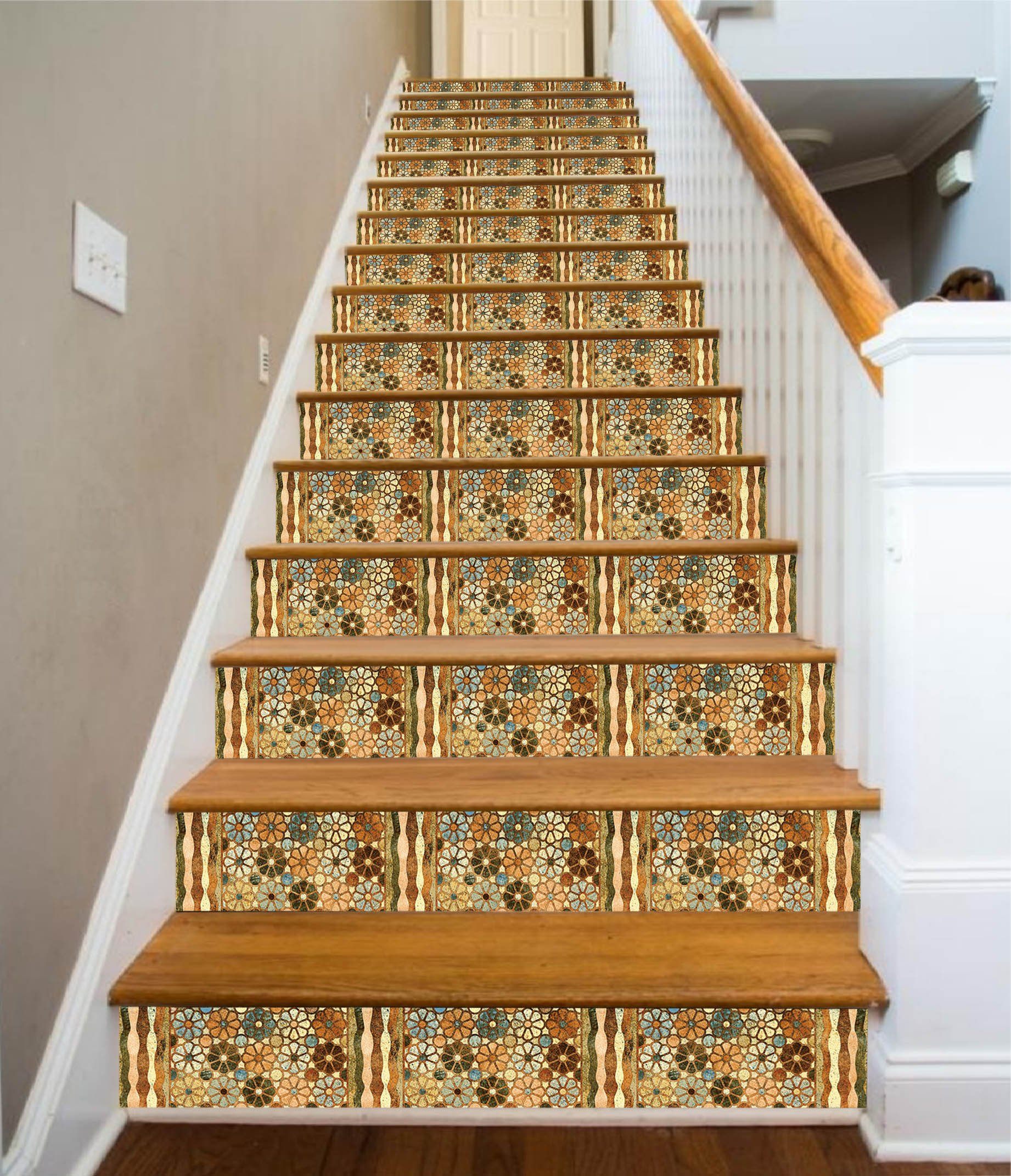 3D Broken Flower Pattern 89 Stair Risers Wallpaper AJ Wallpaper