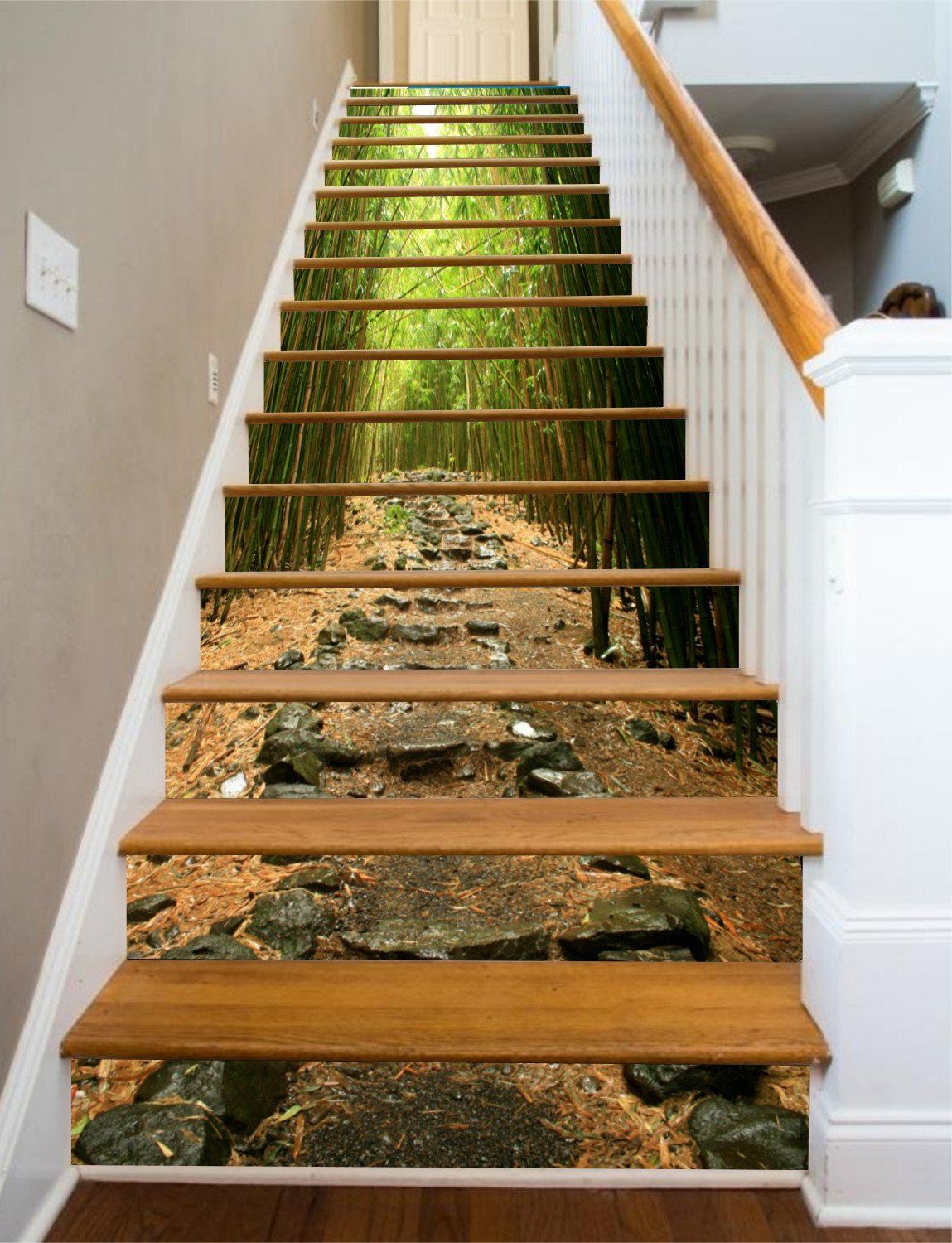 3D Bamboo Forest Stones Stairs 34 Stair Risers Wallpaper AJ Wallpaper