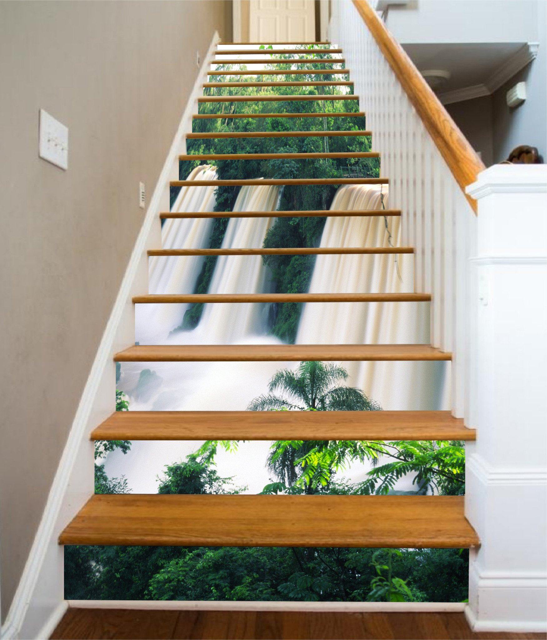 3D Rapid Waterfalls 961 Stair Risers Wallpaper AJ Wallpaper