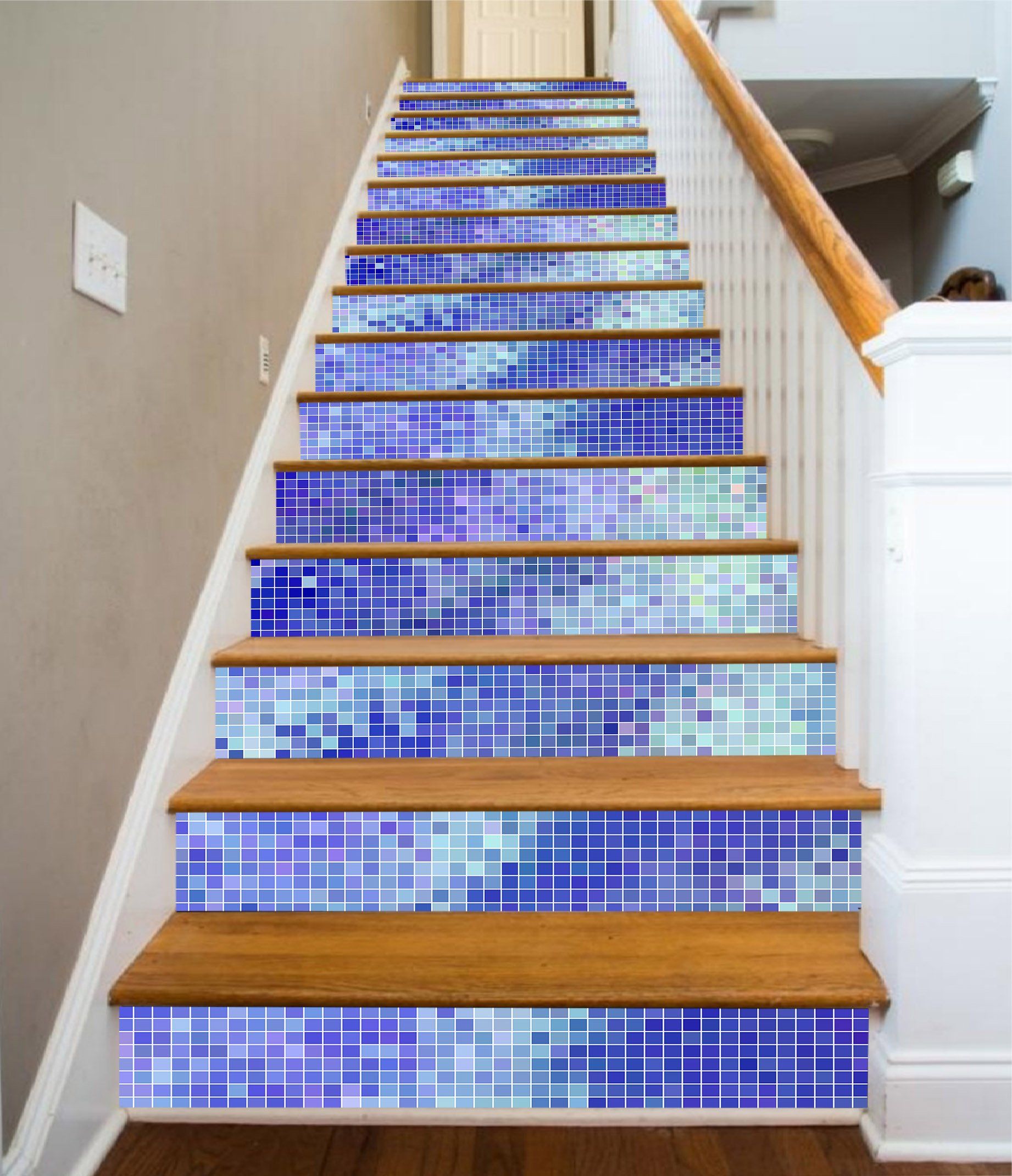 3D Bright Purple Mosaic 7144 Marble Tile Texture Stair Risers Wallpaper AJ Wallpaper