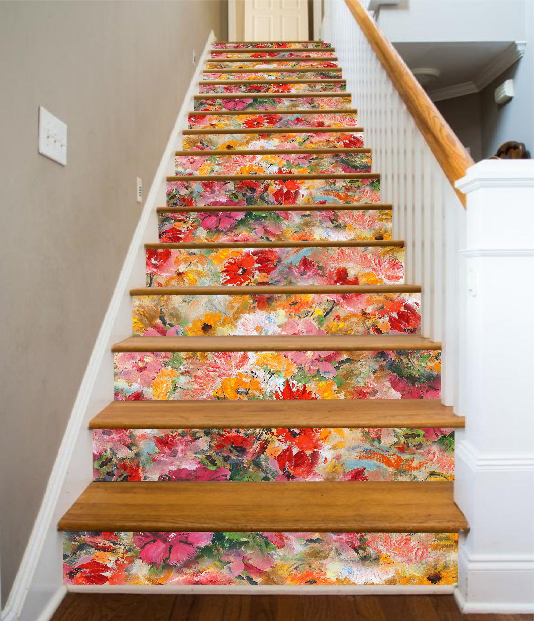 3D Flowers 531 Stair Risers Wallpaper AJ Wallpaper