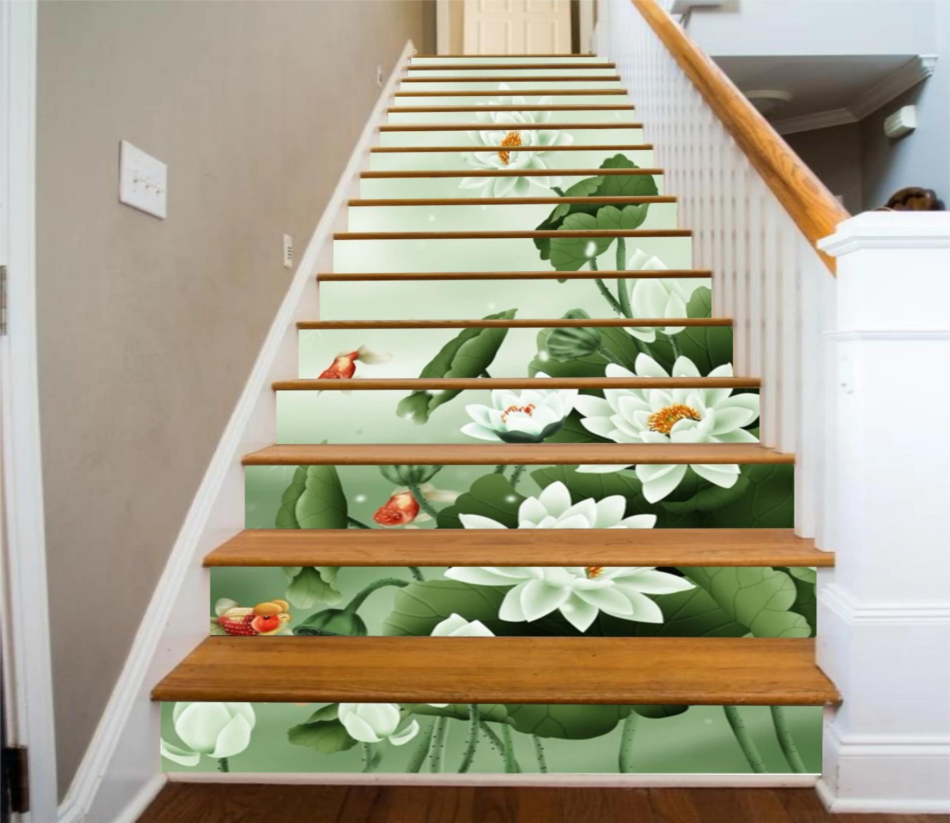 3D Lotus Flower 972 Stair Risers Wallpaper AJ Wallpaper