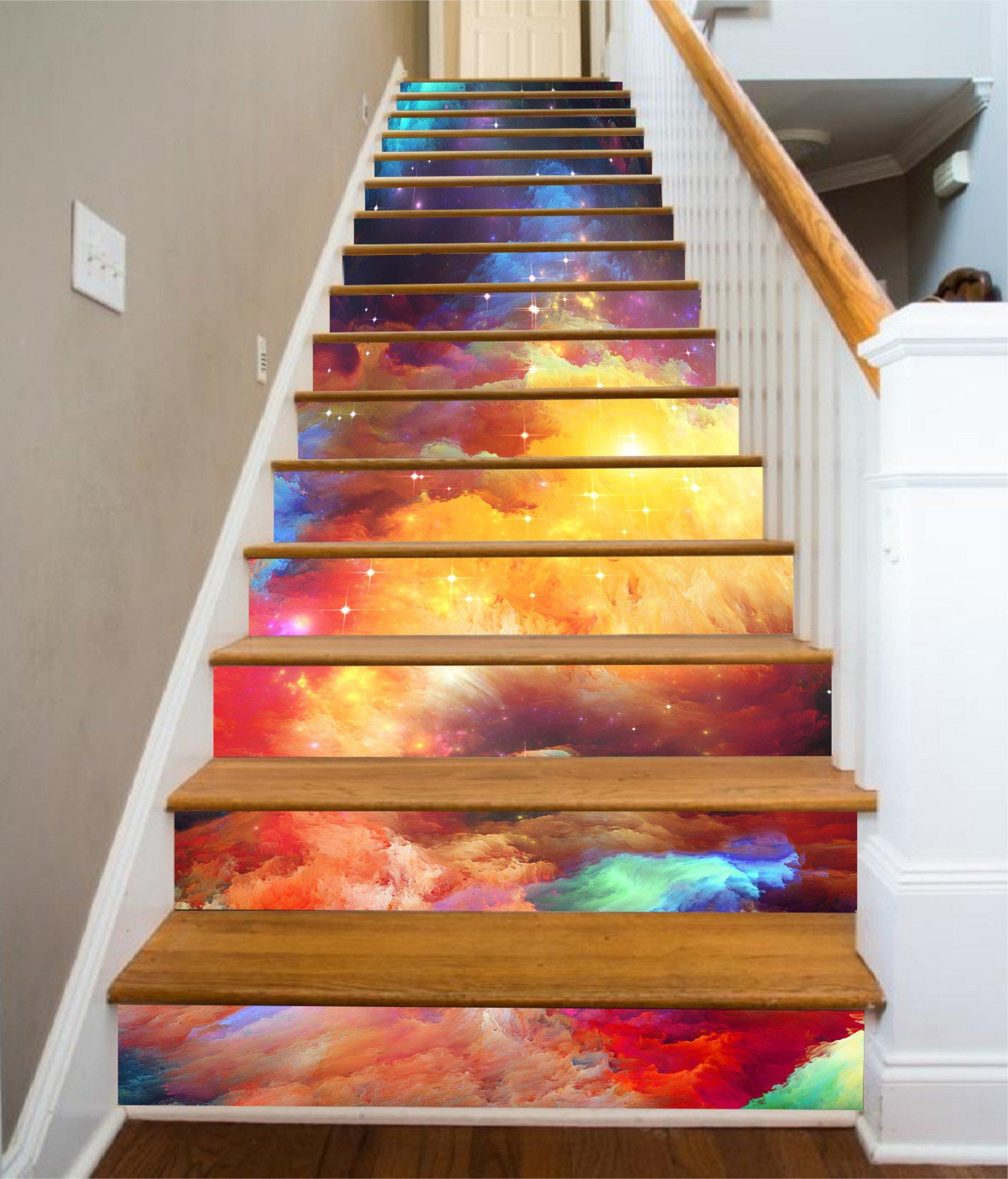 3D Bright Color Stars Sky 1006 Stair Risers Wallpaper AJ Wallpaper