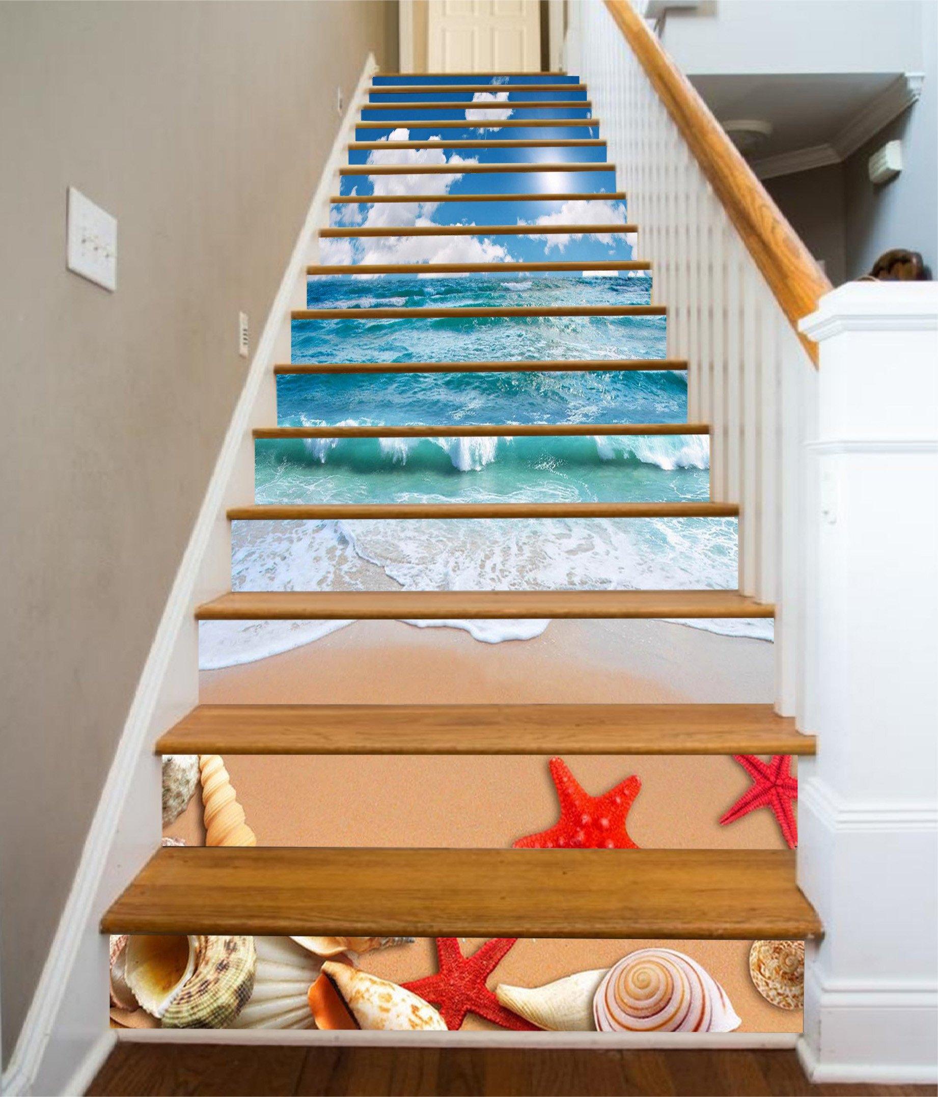 3D Pretty Sea Beach 1423 Stair Risers Wallpaper AJ Wallpaper