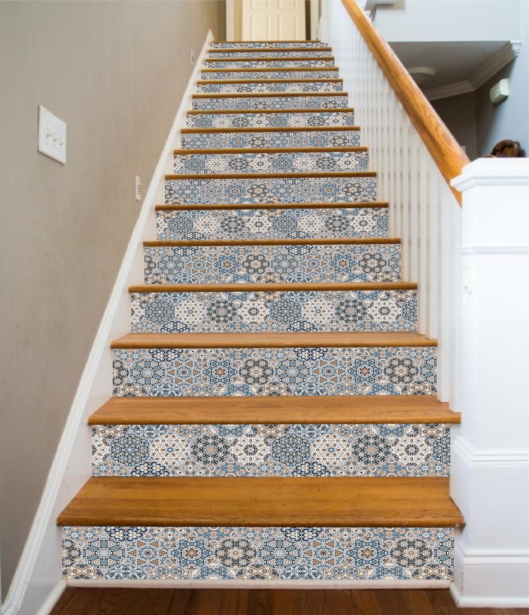 3D Vintage Handmade Mosaic 171 Marble Tile Texture Stair Risers Wallpaper AJ Wallpaper