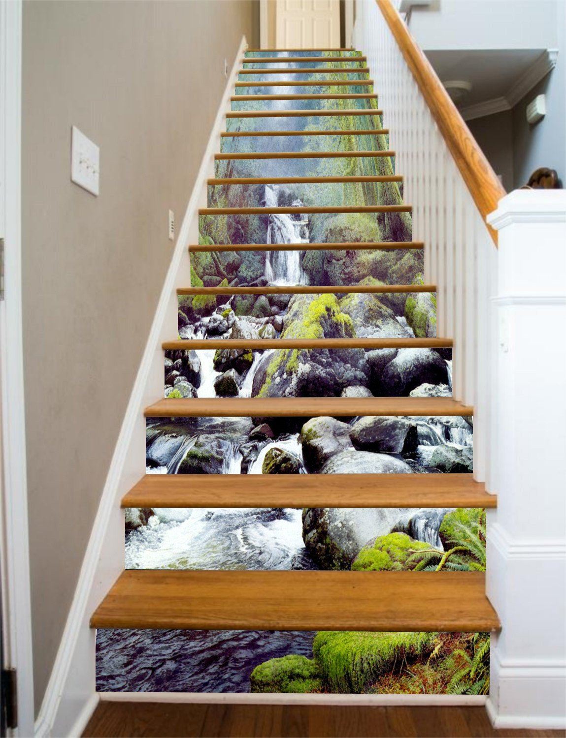 3D River Stones 756 Stair Risers Wallpaper AJ Wallpaper