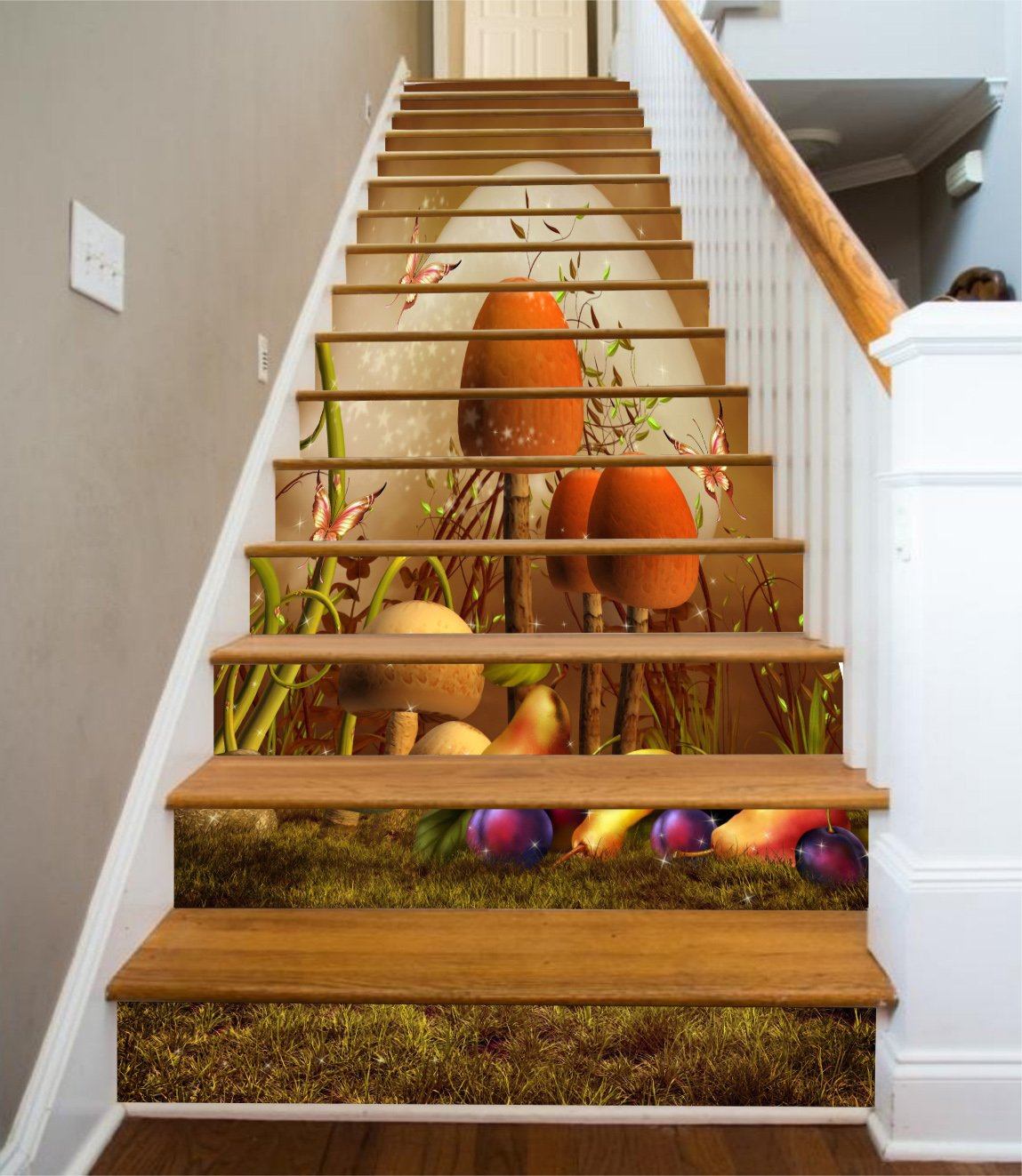 3D Mushroom 762 Stair Risers Wallpaper AJ Wallpaper