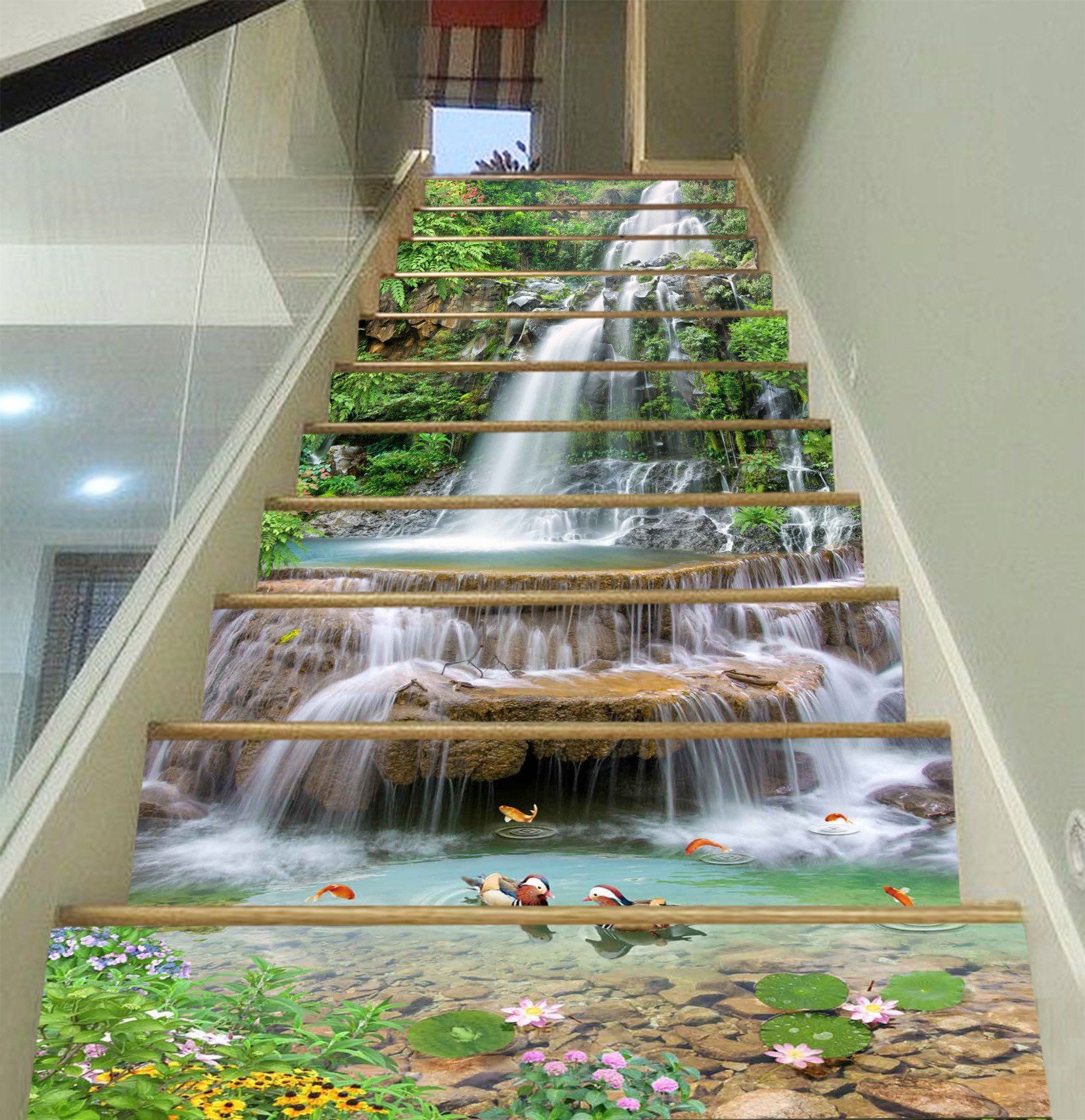 3D Bouncing Waterfalls 1353 Stair Risers Wallpaper AJ Wallpaper