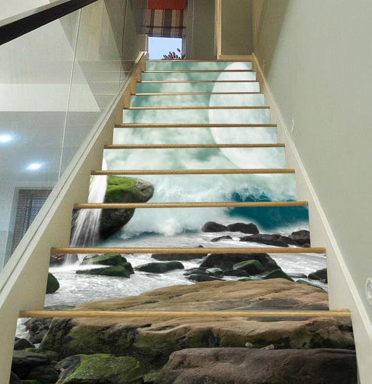 3D Sea Wave And Coast Stones 382 Stair Risers Wallpaper AJ Wallpaper