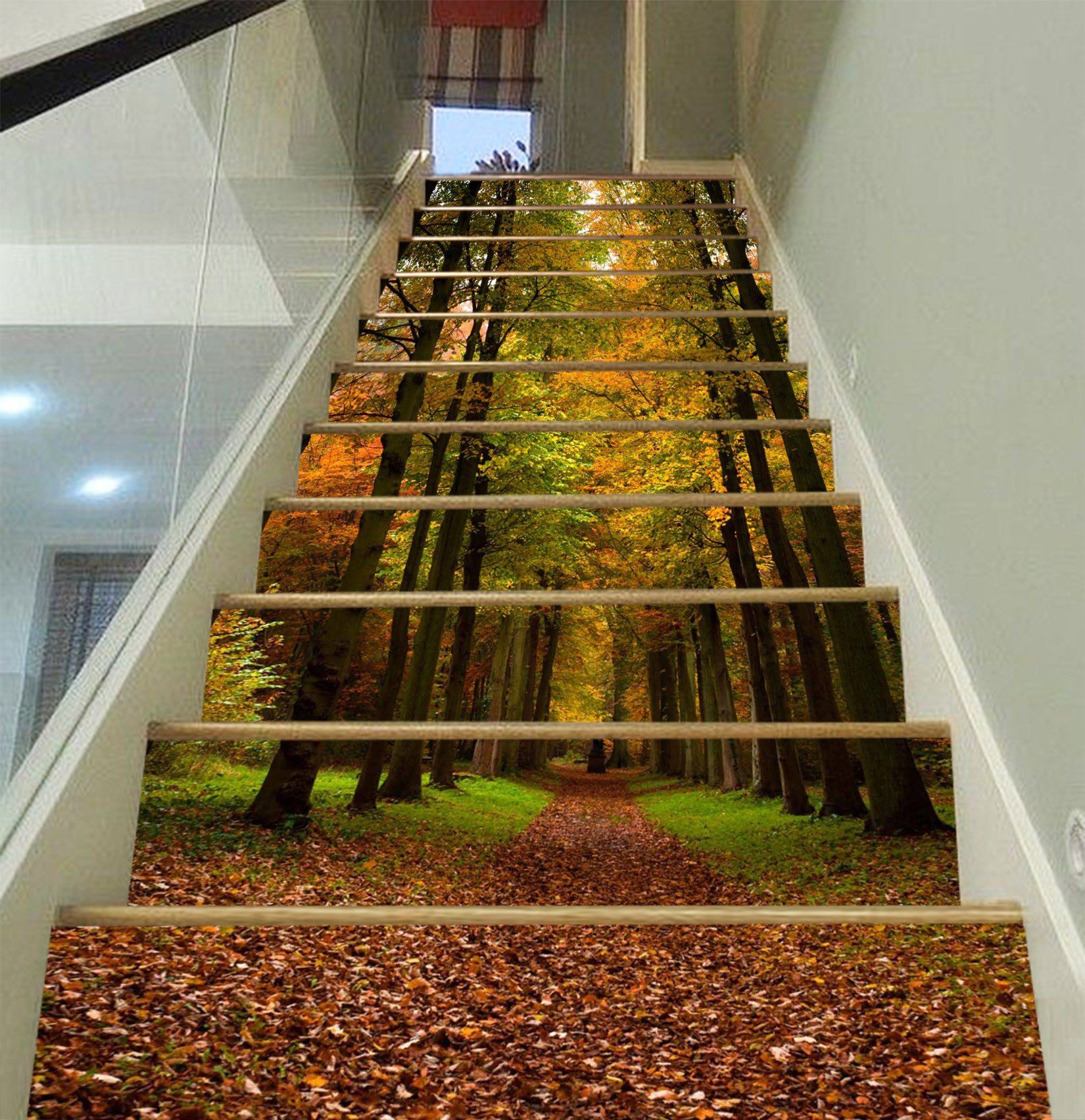 3D Color Forest Fallen Leaves 1553 Stair Risers Wallpaper AJ Wallpaper