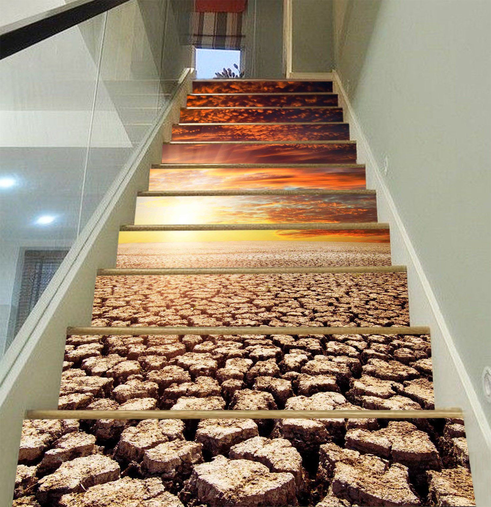 3D Cracking Land Sunset 1559 Stair Risers Wallpaper AJ Wallpaper