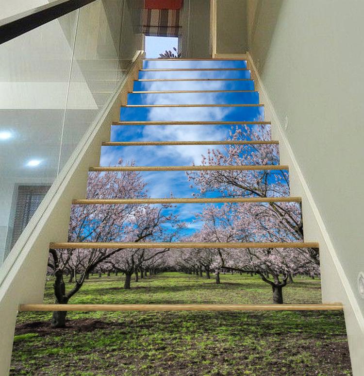 3D Peach Blossom Forest 56 Stair Risers Wallpaper AJ Wallpaper
