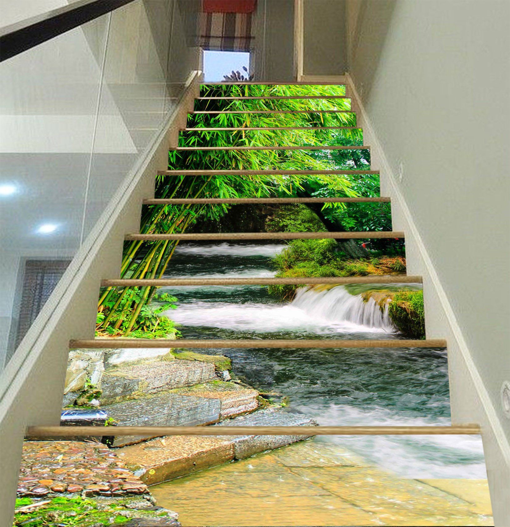 3D Riverside Bamboos 1536 Stair Risers Wallpaper AJ Wallpaper