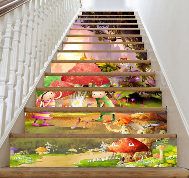 3D Mushroom 732 Stair Risers Wallpaper AJ Wallpaper