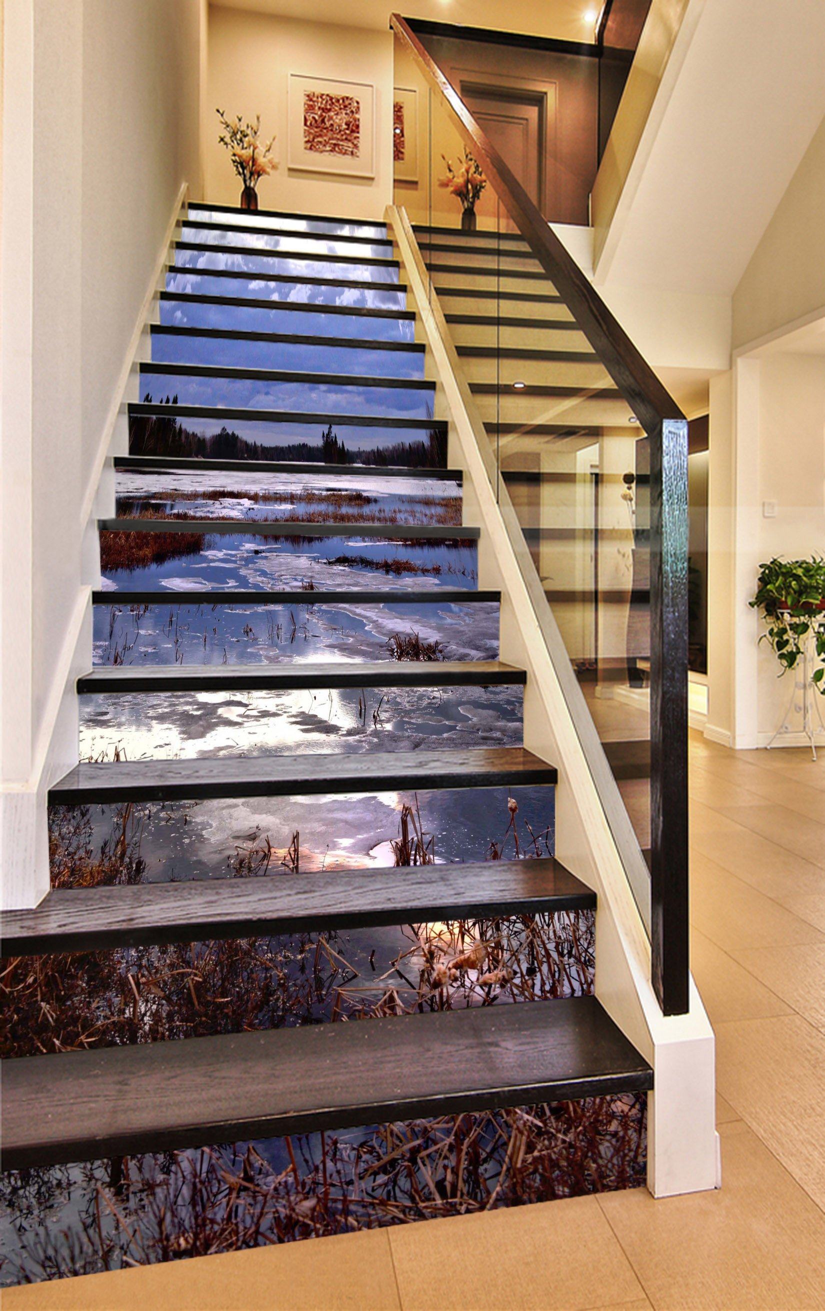 3D Lake Weeds 733 Stair Risers Wallpaper AJ Wallpaper