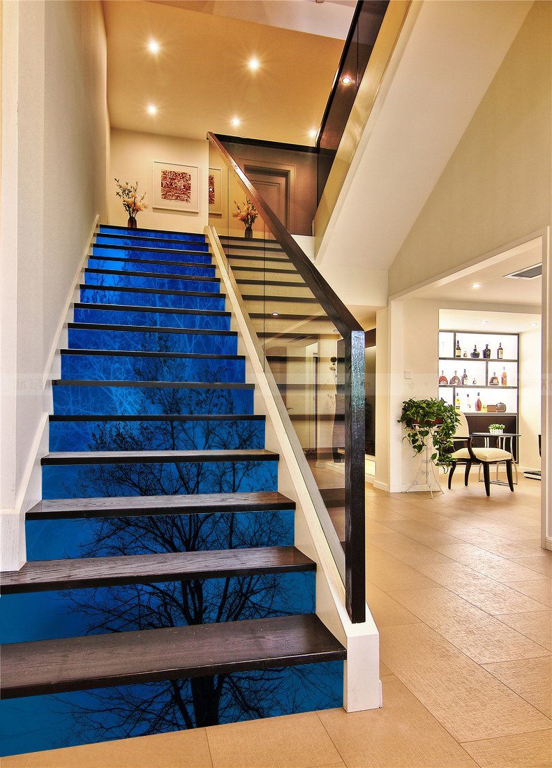 3D Pretty Bare Trees 491 Stair Risers Wallpaper AJ Wallpaper