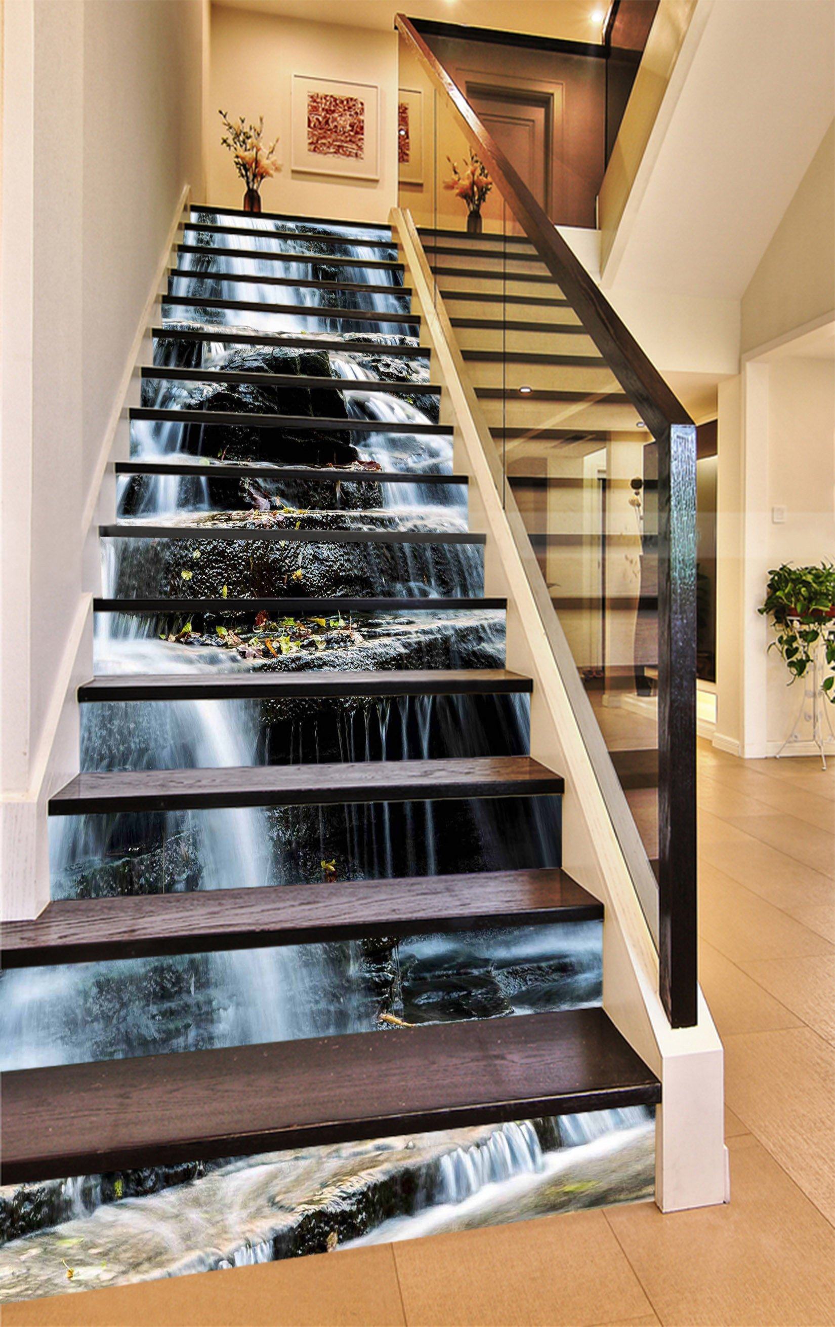 3D Rock Formations Waterfall 1614 Stair Risers Wallpaper AJ Wallpaper