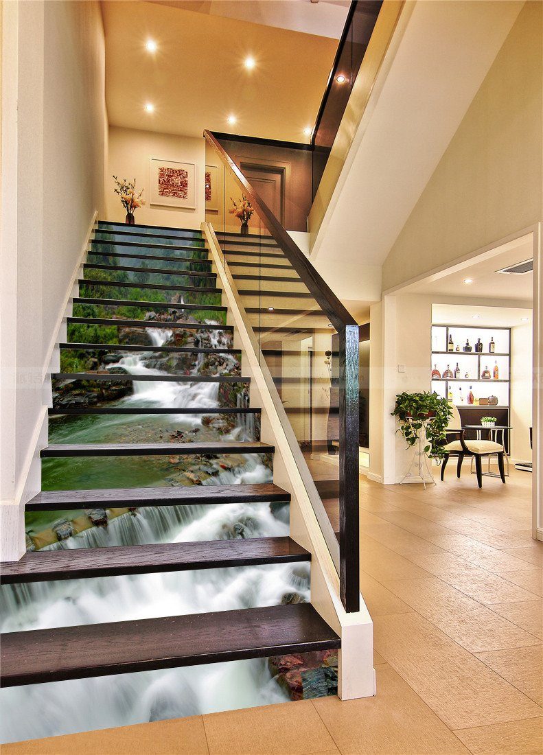 3D River Scenery 307 Stair Risers Wallpaper AJ Wallpaper