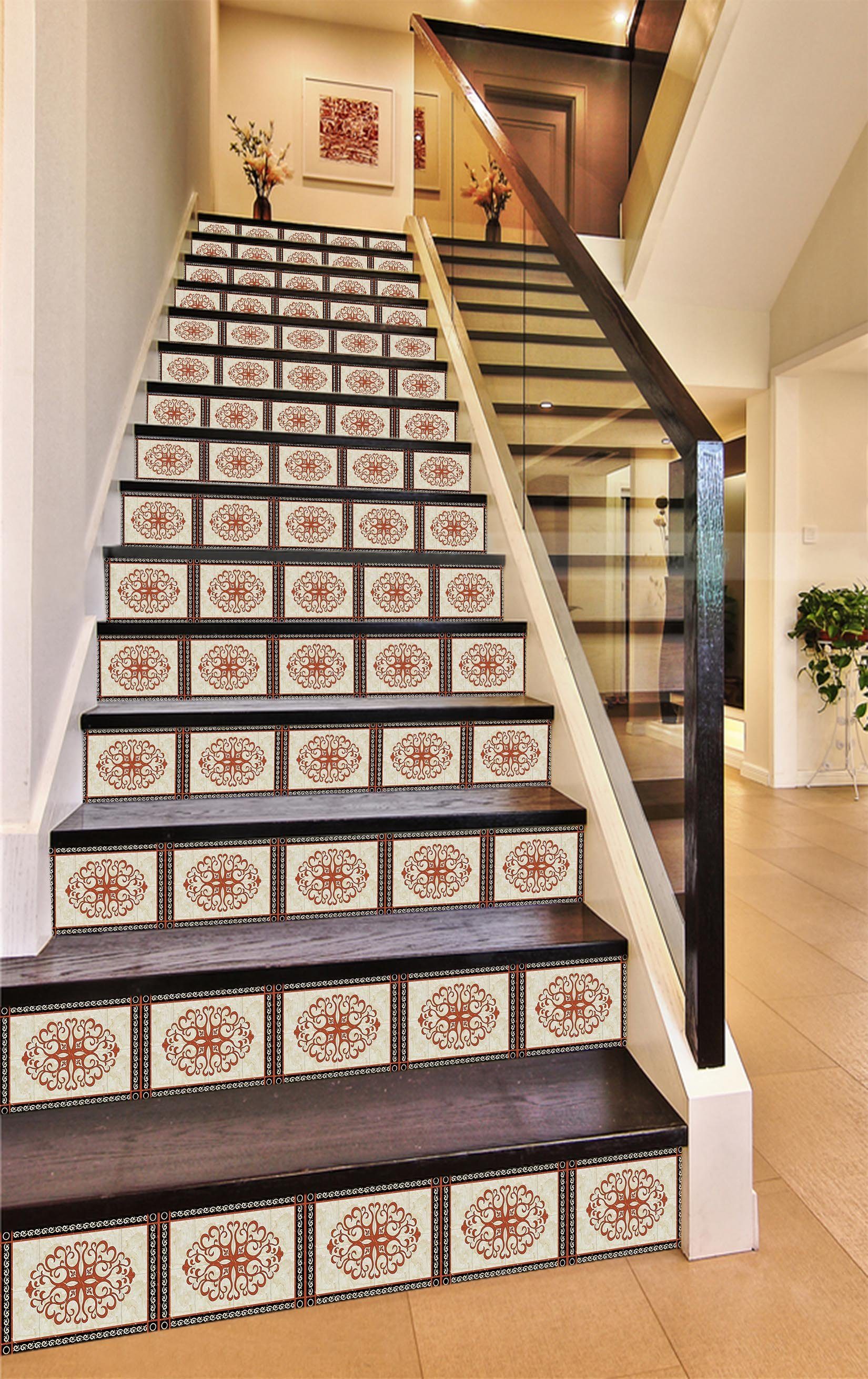 3D Flower Vine Pattern 1693 Stair Risers Wallpaper AJ Wallpaper