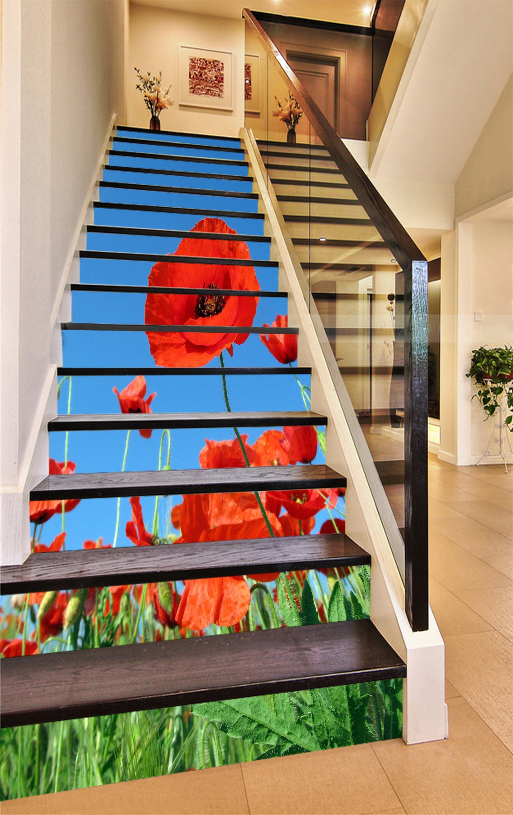 3D Lush Flowers 1473 Stair Risers Wallpaper AJ Wallpaper