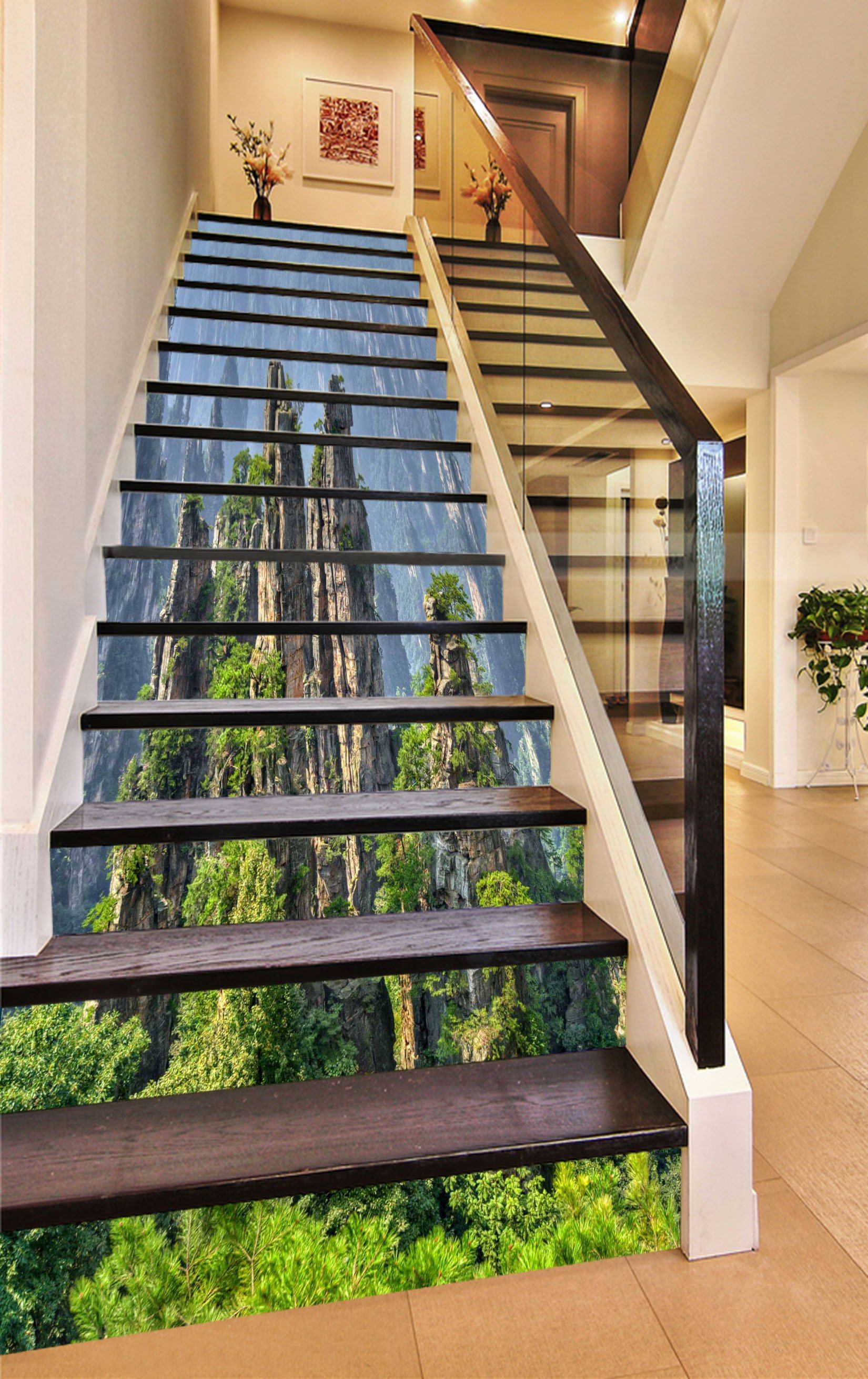 3D Towering Mountains 781 Stair Risers Wallpaper AJ Wallpaper