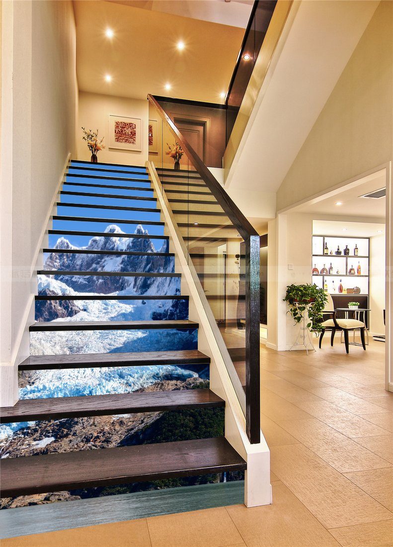 3D Snow Mountain 756 Stair Risers Wallpaper AJ Wallpaper