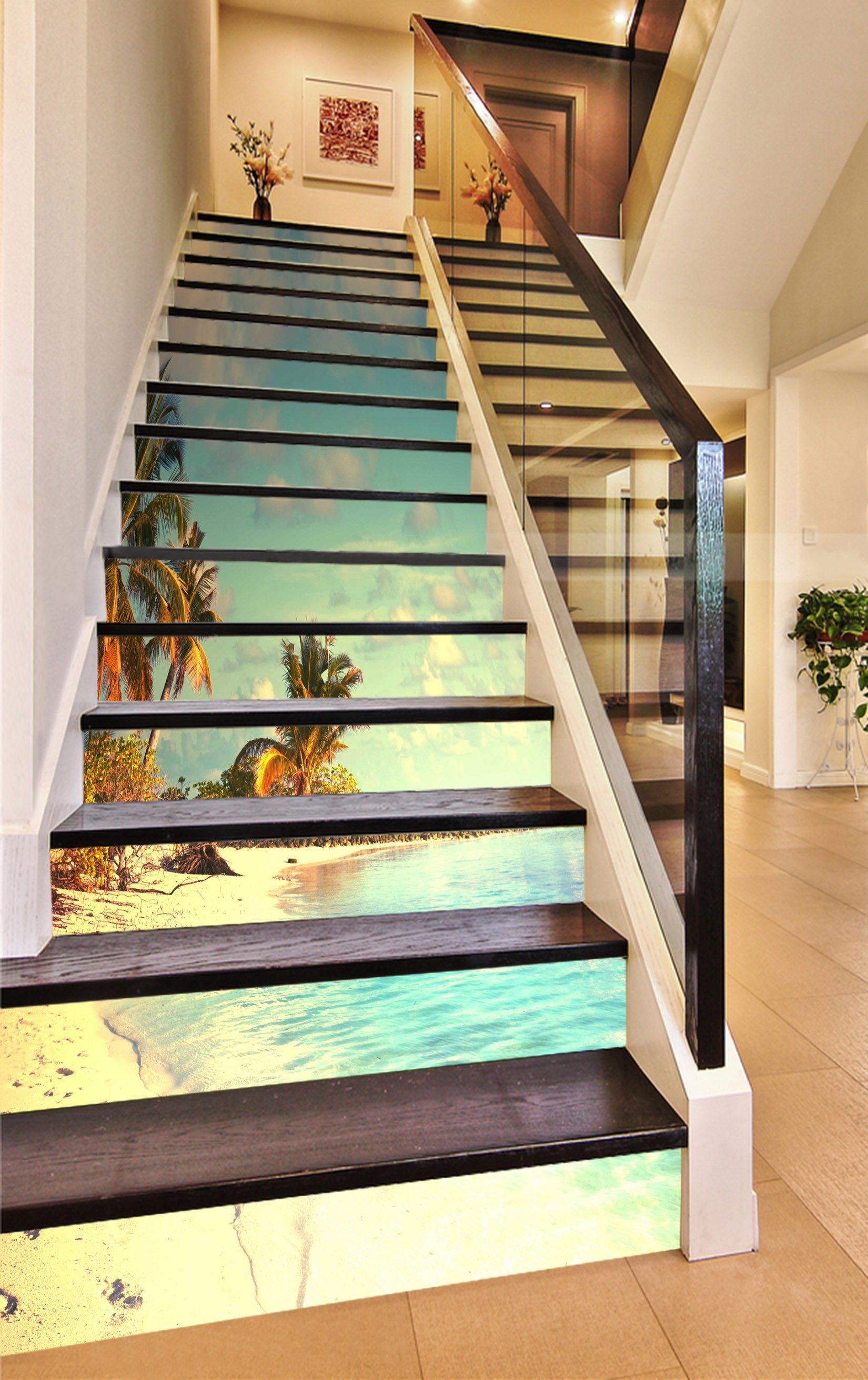3D Tropical Beach Scenery 796 Stair Risers Wallpaper AJ Wallpaper