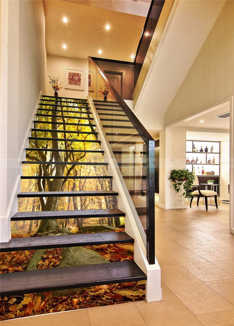 3D Forest Trees 510 Stair Risers Wallpaper AJ Wallpaper