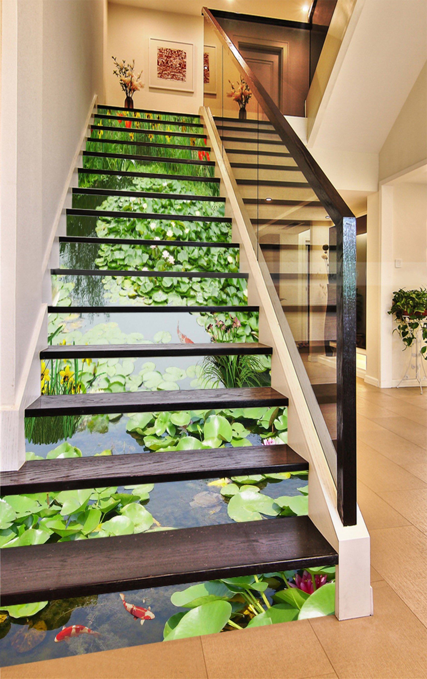 3D Pond Scenery 1334 Stair Risers Wallpaper AJ Wallpaper
